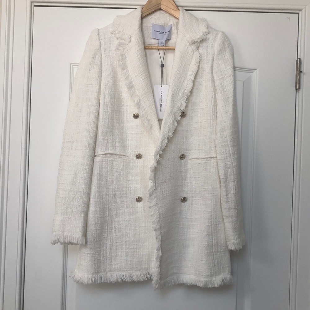 Cream tweed-like jacket blazer